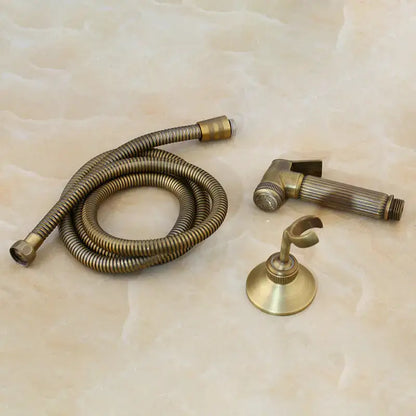 Antique brass bidet faucet with hand shower – bathroom spray set