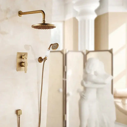 Antique brass & black 8 inch rainfall shower set – bathroom faucet