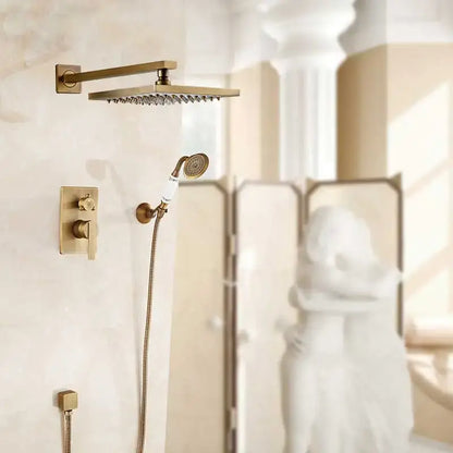 Antique brass & black 8 inch rainfall shower set – bathroom faucet