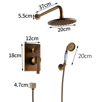Antique brass & black 8 inch rainfall shower set – bathroom faucet