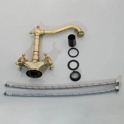 Antique brass carved waterfall faucet bathroom mixer tap