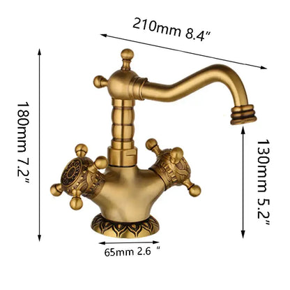 Antique brass carved waterfall faucet bathroom mixer tap