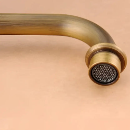 Antique brass double cross handle basin faucet kitchen swivel spout