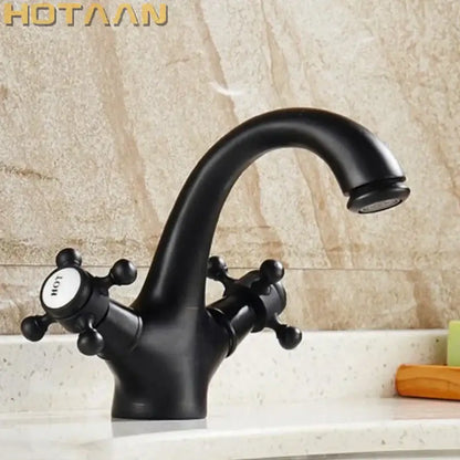 Antique brass double handle faucet kitchen and bathroom basin mixer