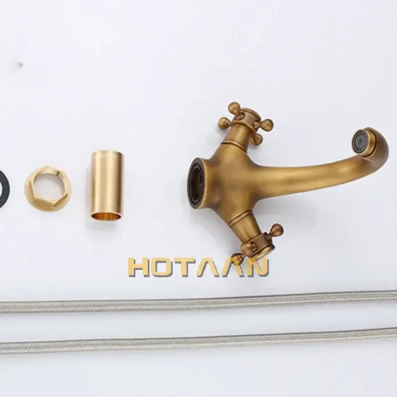 Antique brass double handle faucet kitchen and bathroom basin mixer