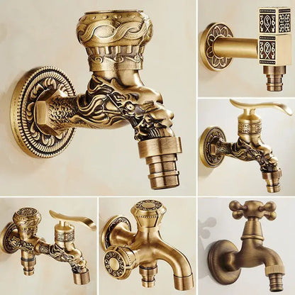 Antique brass dragon outdoor washing machine faucet garden tap