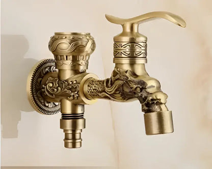 Antique brass dragon outdoor washing machine faucet garden tap
