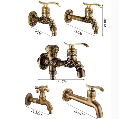 Antique brass dragon outdoor washing machine faucet garden tap