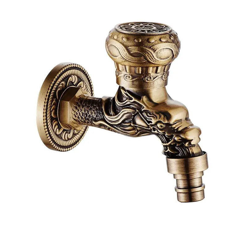 Antique brass dragon outdoor washing machine faucet garden tap