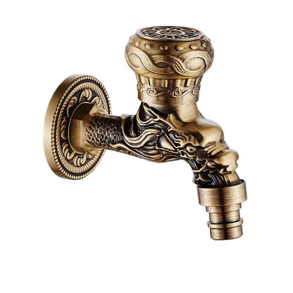 Antique brass dragon outdoor washing machine faucet garden tap