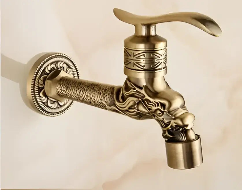 Antique brass dragon outdoor washing machine faucet garden tap