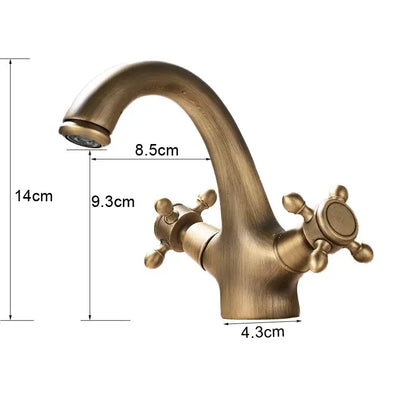 Antique brass dual handle basin faucet bathroom mixer tap