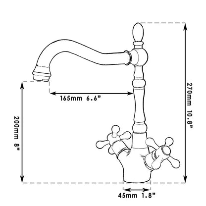Antique brass dual handle kitchen faucet with swivel spout