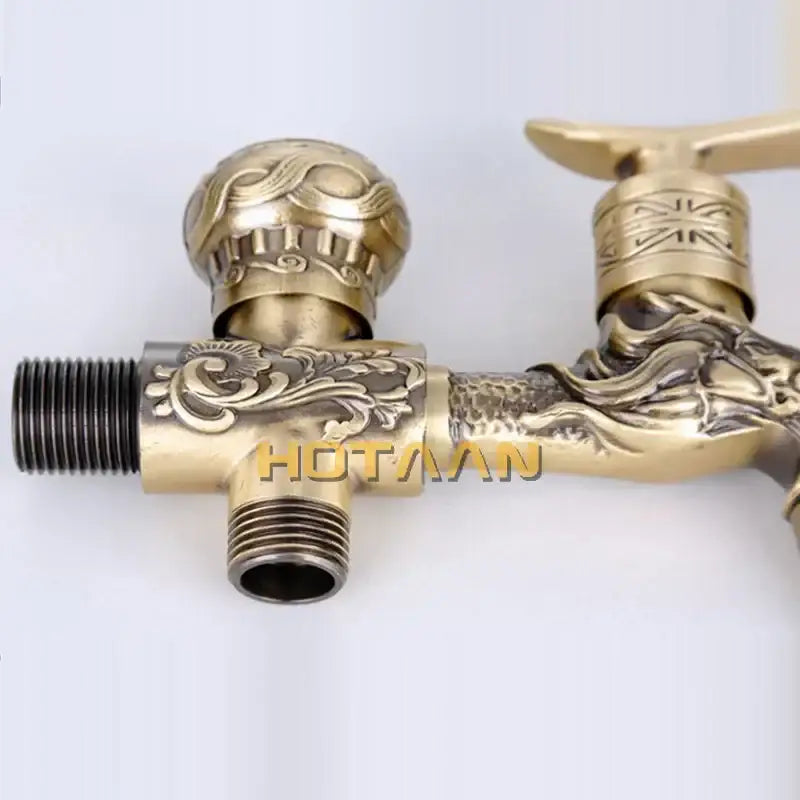 Antique brass finish garden dragon tap – outdoor decorative faucet