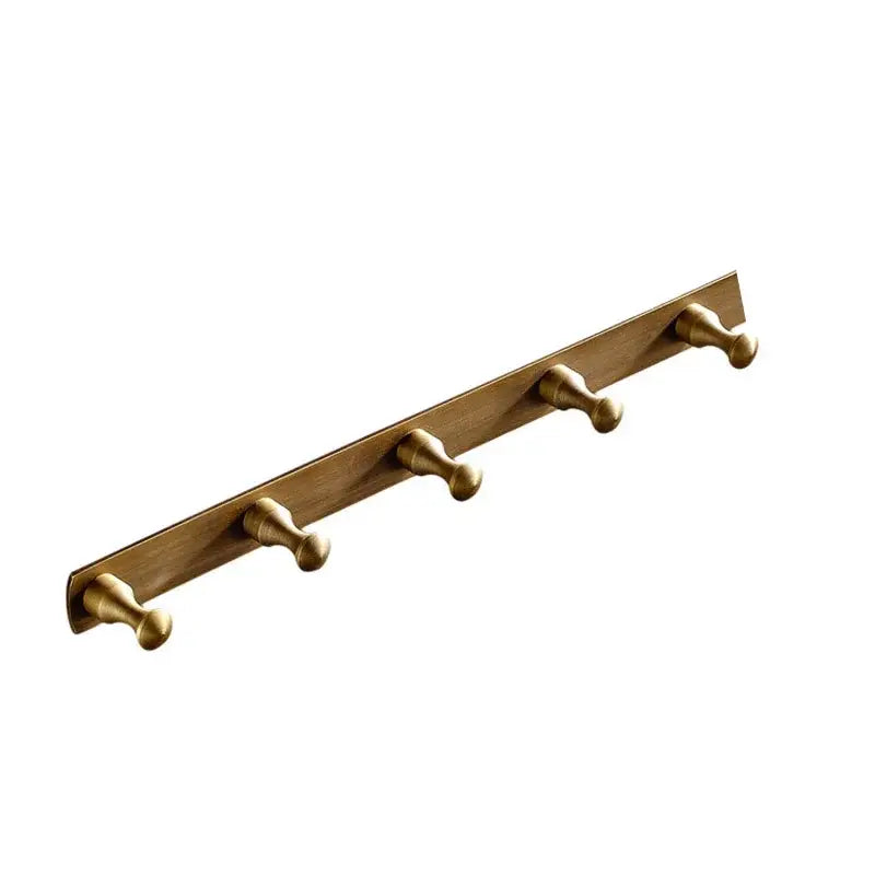 Antique brass finish 5 peg robe hook bathroom wall rack