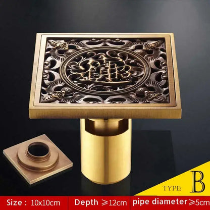 Antique brass fish style shower drain bathroom floor drainer