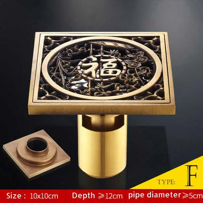 Antique brass fish style shower drain bathroom floor drainer