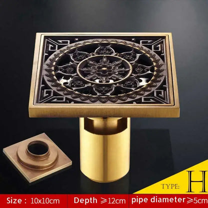 Antique brass fish style shower drain bathroom floor drainer
