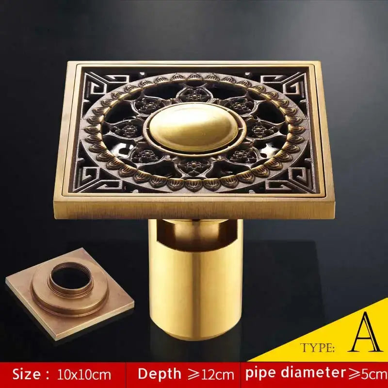 Antique brass fish style shower drain bathroom floor drainer