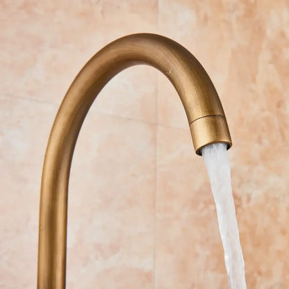 Antique brass swivel spout mixer tap bathroom freestanding faucet