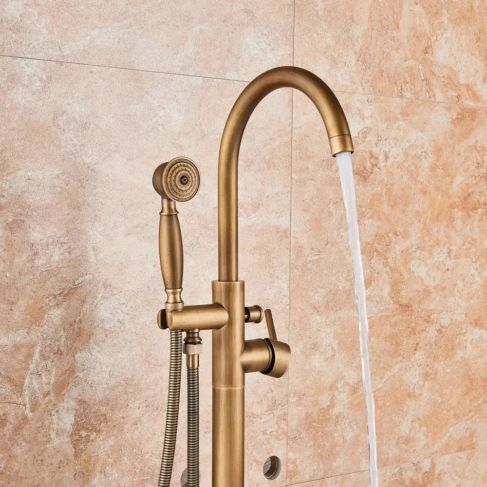 Antique brass swivel spout mixer tap bathroom freestanding faucet
