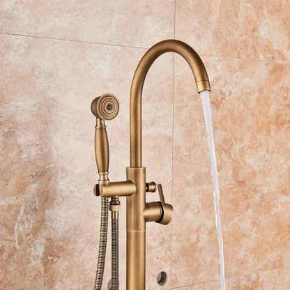 Antique brass swivel spout mixer tap bathroom freestanding faucet