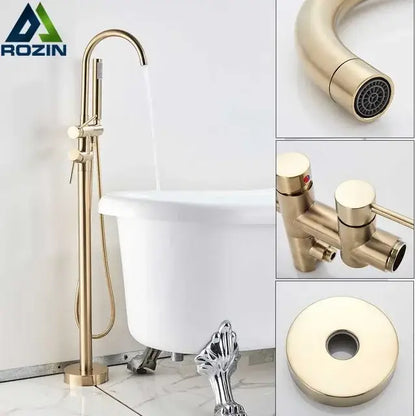 Antique brass swivel spout mixer tap bathroom freestanding faucet