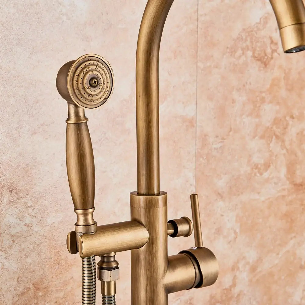 Antique brass swivel spout mixer tap bathroom freestanding faucet