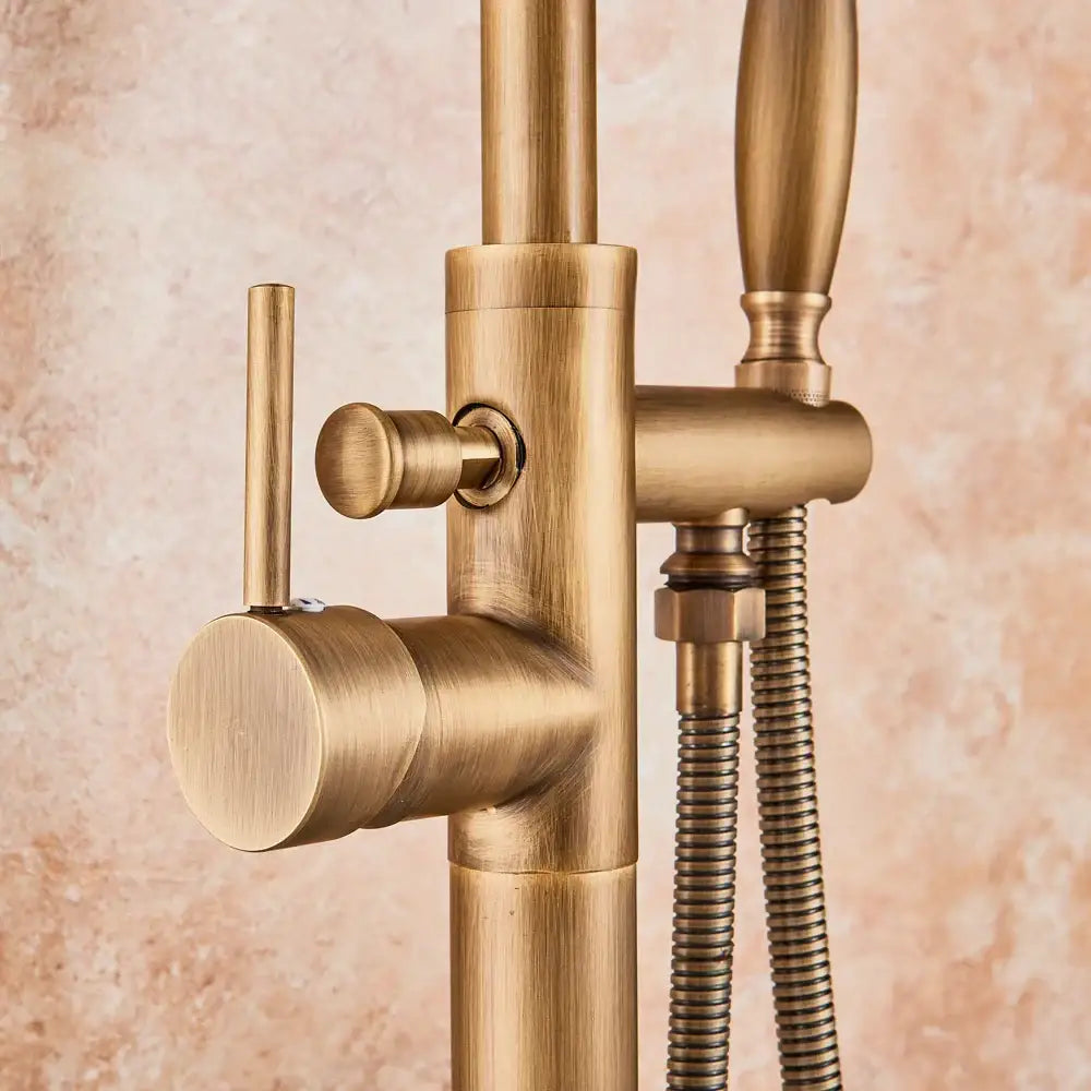 Antique brass swivel spout mixer tap bathroom freestanding faucet
