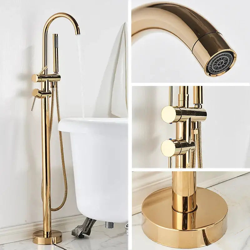 Antique brass swivel spout mixer tap bathroom freestanding faucet