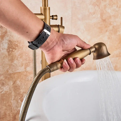 Antique brass swivel spout mixer tap bathroom freestanding faucet
