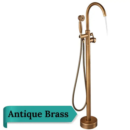 Antique brass swivel spout mixer tap bathroom freestanding faucet