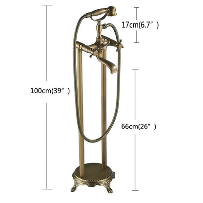 Antique brass freestanding bathtub faucet with hand shower bathroom