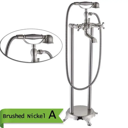 Antique brass freestanding bathtub faucet with hand shower bathroom