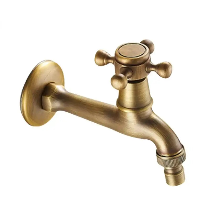 Antique brass garden bibcock tap outdoor cross handle faucet