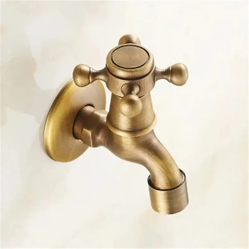 Antique brass garden bibcock tap outdoor cross handle faucet