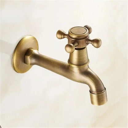 Antique brass garden bibcock tap outdoor cross handle faucet