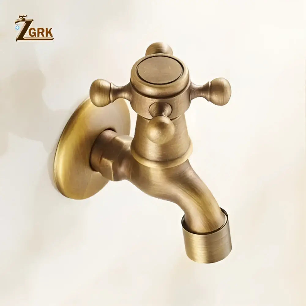 Antique brass garden bibcock tap outdoor cross handle faucet