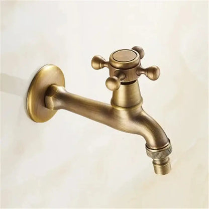 Antique brass garden bibcock tap outdoor cross handle faucet
