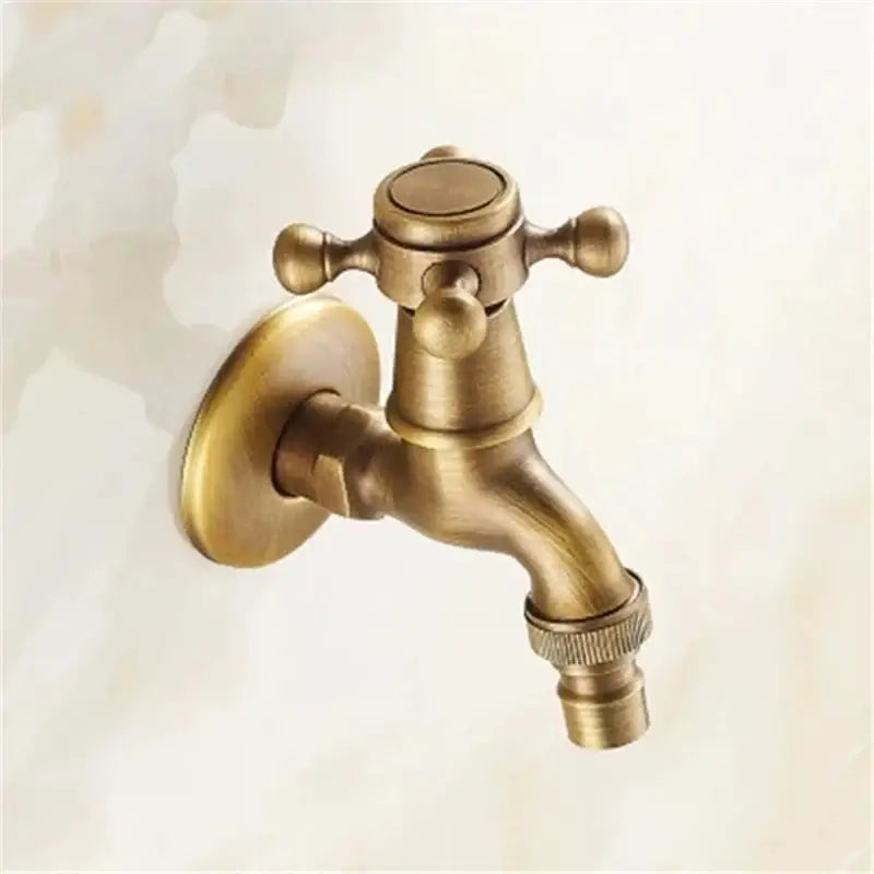 Antique brass garden bibcock tap outdoor cross handle faucet