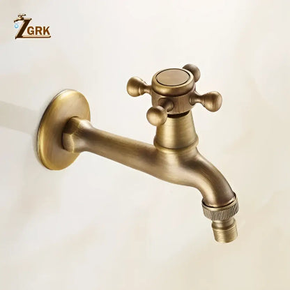 Antique brass garden bibcock tap outdoor cross handle faucet