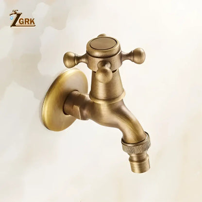 Antique brass garden bibcock tap outdoor cross handle faucet