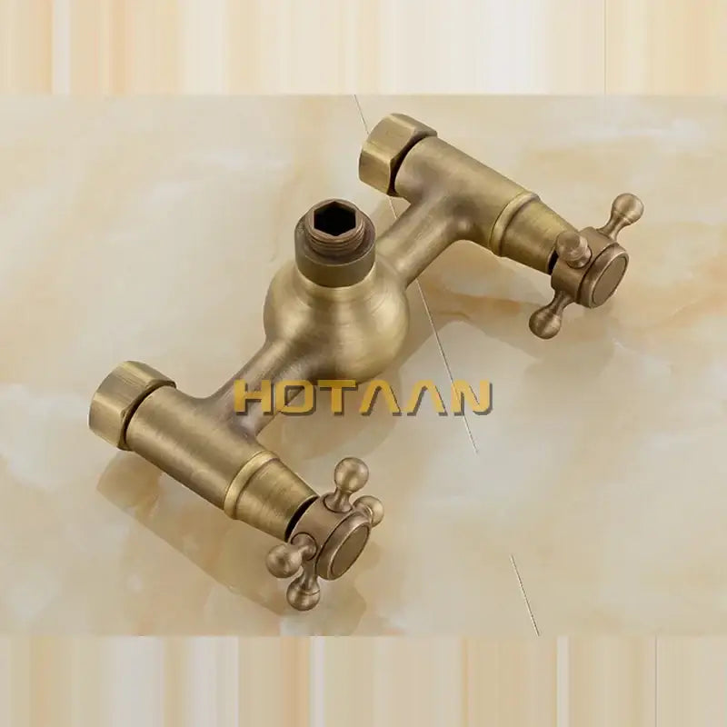 Antique brass hand held shower head kit bathroom wall mount faucet