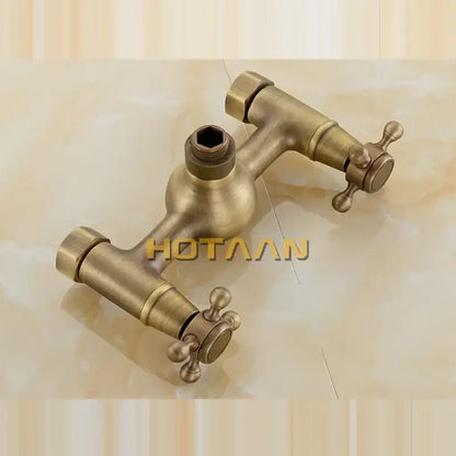 Antique brass hand held shower head kit bathroom wall mount faucet