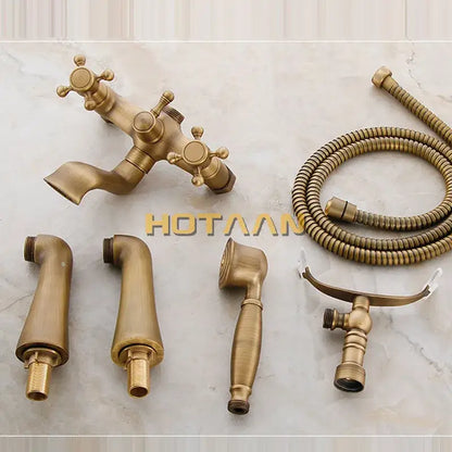 Antique brass vintage bathtub faucet shower head kit for bathroom