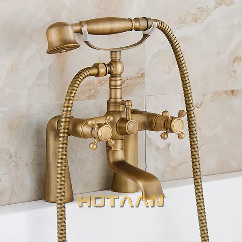 Antique brass vintage bathtub faucet shower head kit for bathroom