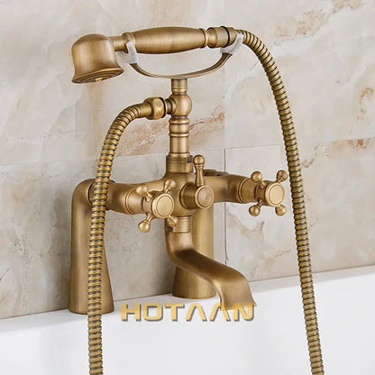 Antique brass vintage bathtub faucet shower head kit for bathroom