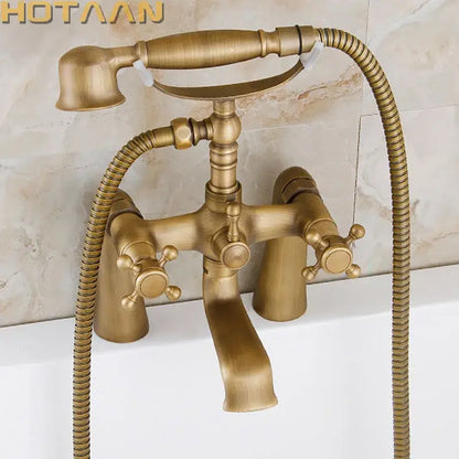 Antique brass vintage bathtub faucet shower head kit for bathroom