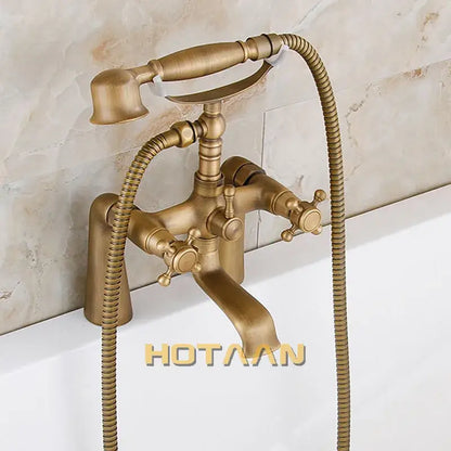 Antique brass vintage bathtub faucet shower head kit for bathroom