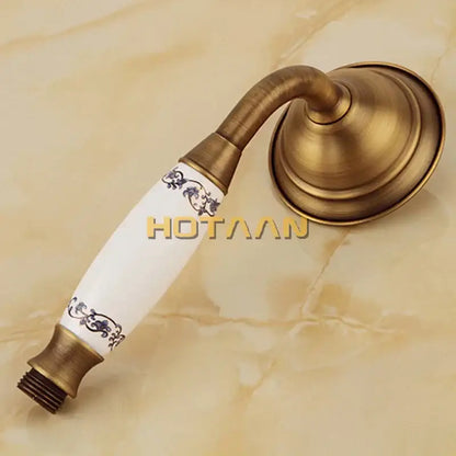 Antique brass vintage shower head kit bathroom faucet with ceramic handles